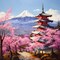 Landscape Japan Chureito Pagoda and Mt. Fuji in The Spring with Cherry Blossoms Scenery 5D Adult Diamond Art,DIY Diamond Art Painting Kit for Decor Canvas 11.7x15.7inch/30x40cm
